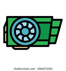 Video pc card icon. Outline video pc card vector icon color flat isolated
