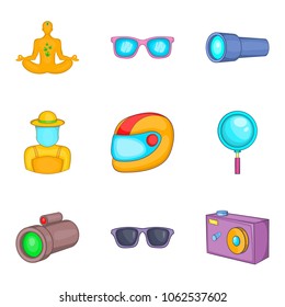 Video perception icons set. Cartoon set of 9 video perception vector icons for web isolated on white background