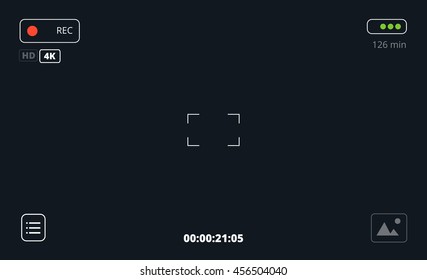 Video or photo camera viewfinder recording interface. Vector focusing screen illustration