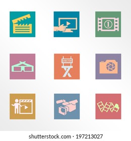 Video and photo  vintage color flat icons / Solid fill icons in EPS 8 format