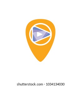 Video Pin Logo Icon Design