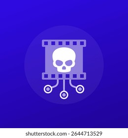 ícone de pirataria de vídeo, conteúdo de vídeo ilegal, design transparente