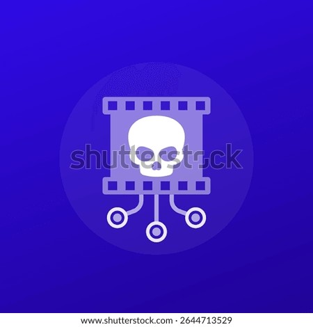 video piracy icon, illegal video content, transparent design