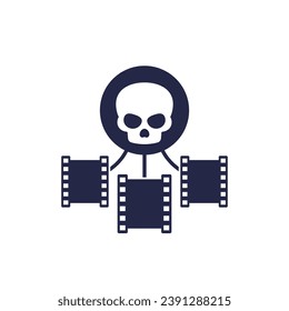 icono de piratería de vídeo, copia ilegal de películas