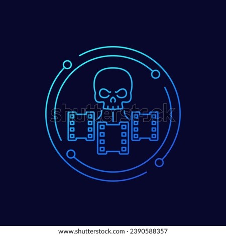 video piracy icon, linear design