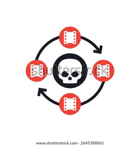 video piracy vector icon, illegal video content