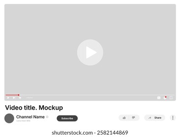 video platform mockup. video player mockup. video player screen. vector