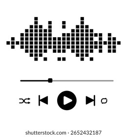 Video play bar template with button play or pause and timelime. Music player bar, audio interface template illustration. stock illustration