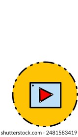 video play button icon black line vector illustration