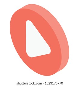 Video play button icon. Isometric of video play button vector icon for web design isolated on white background