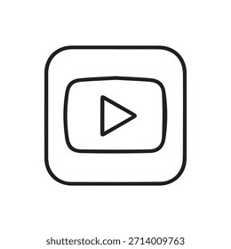 Video Play Button Icon Outline Media Player and Streaming Symbol