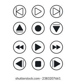 Video play button icon set. vector illustration.