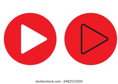 Video play button icon set. Start audio or video action media symbol for apps and websites