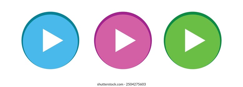 Video play button icon set. Start audio or video action media symbol for apps and websites. vector design eps 10