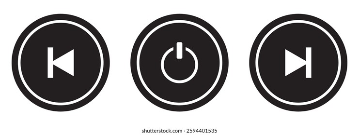 Video play button icon set. Start audio or video action media symbol for apps and websites
