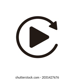 Video play button like isolated simple replay icon. Flat design. Vector Illustration
