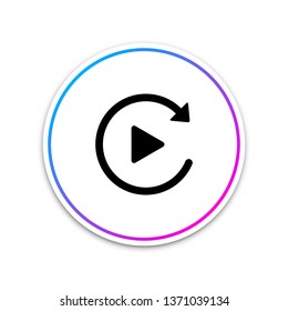 Video play button like simple replay icon isolated on white background. Circle white button. Vector Illustration