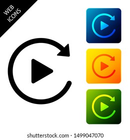 Video Play Button Like Simple Replay Icon Isolated. Set Icons Colorful Square Buttons. Vector Illustration