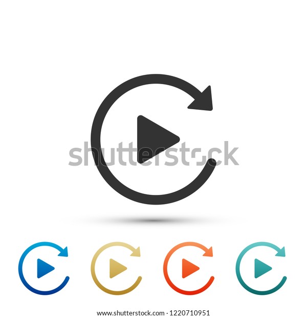 Video play button like simple replay icon\
isolated on white background. Set elements in colored icons. Flat\
design. Vector\
Illustration
