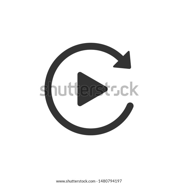 Video play button like simple replay icon\
isolated. Flat design. Vector\
Illustration
