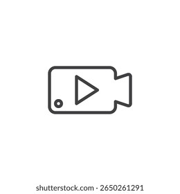Video Reproducir el ícono de línea de Botón en estilo de Vector de contorno. Video Representa un símbolo de medios para el contenido. Icono de reproducción y símbolo de demostración de comercio electrónico.