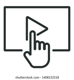 video play button - minimal line web icon. simple vector illustration. concept for infographic, website or app.