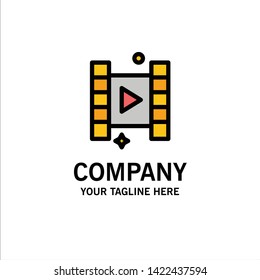 Video, Play, Film Business Logo Template. Flat Color