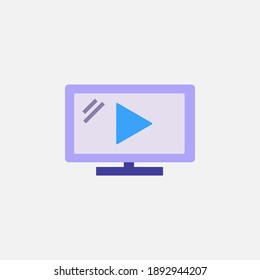 video play flat style icon for movie streaming, social media or online course vector illustration