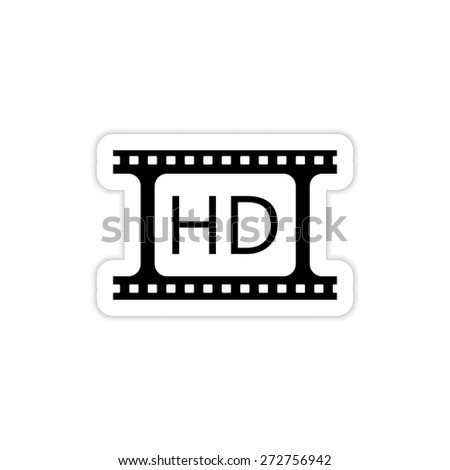 Video play hd icon on a white background with shadow 