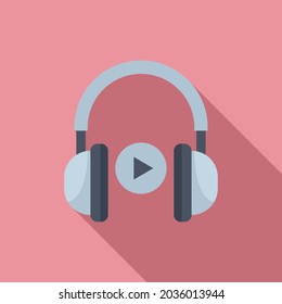 Video play headphones icon flat vector. Music sound. Microphone button film