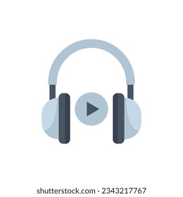 Video play headphones icon flat vector. Music sound. Microphone button film isolated