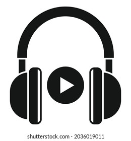 Video play headphones icon simple vector. Music sound. Microphone button film