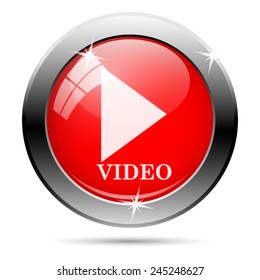 Video play icon. Internet button on white background. 