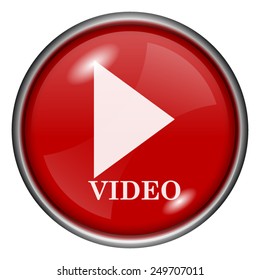 Video play icon. Internet button on white background. 