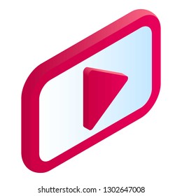 Video play icon. Isometric of video play vector icon for web design isolated on white background