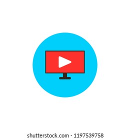 Video play icon on screen. vector illustration