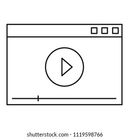Video play icon. Outline video play vector icon for web design isolated on white background