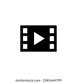Video play icon silhouette vector illustration on white background