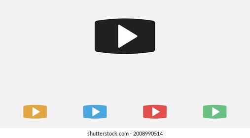 Video play icon. Symbol button Play video. Media play icon. Audio play button. Web design icon. EPS 10. Set of colorful flat design icons