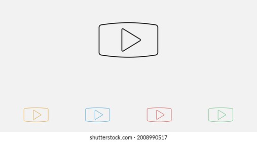 Video play icon. Symbol button Play video. Media play icon. Audio play button. Web design icon. EPS 10. Set of colorful flat design icons