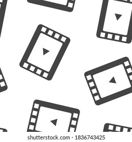 Icono de reproducción de vídeo. La ilustración vectorial reproduce un patrón de vídeo transparente en un fondo blanco.