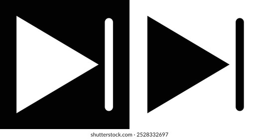 Ícones de reprodução de vídeo. Reproduzir símbolo de vídeo. Reproduzir ícones de botão isolados no fundo preto e branco. Ilustração vetorial.
