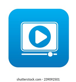 Video play on blue flat button,clean vector