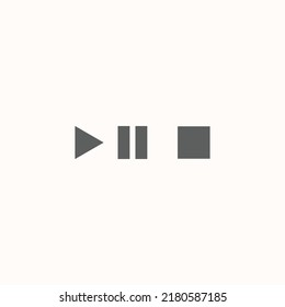 Icono de reproducción de vídeo, pausa y paro para el símbolo multimedia o el vector de signo de película aislado en fondo blanco, iconos multimedia. Icono de audio vectorial de flecha de reproducción de signo de control de vídeo. vector de control de pantalla
