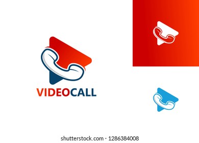 Video Play Phone Call Logo Template Design Vector, Emblem, Design Concept, Creative Symbol, Icon