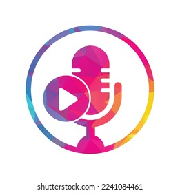 Video play podcast logo template design. Podcast Channel or Radio Logo design.