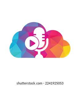 Video play podcast logo template design. Podcast Channel or Radio Logo design