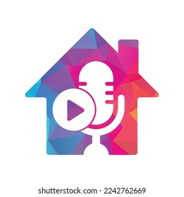 Video play podcast logo template design. Podcast Channel or Radio Logo design