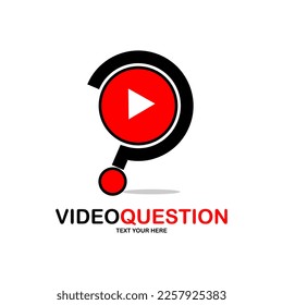 Video play question vector logo design. Suitable for business, play button, question mark and entertainment