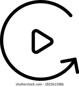 video play repeat vector thin line icon 